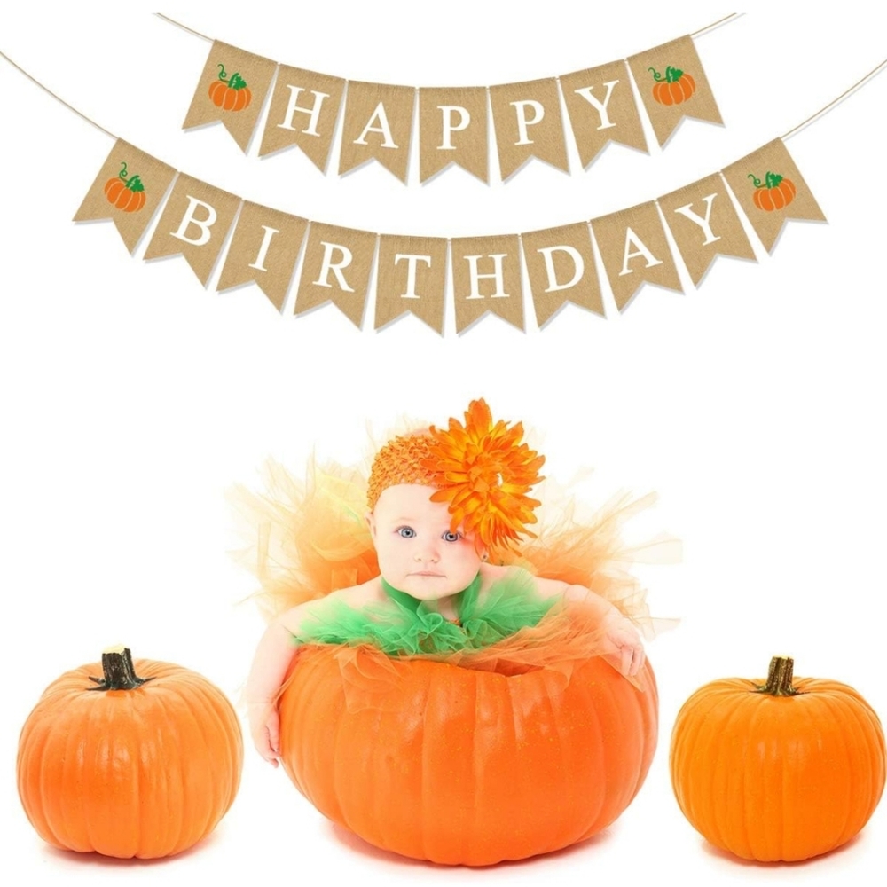 One Happy Birthday Banner with Pumpkin